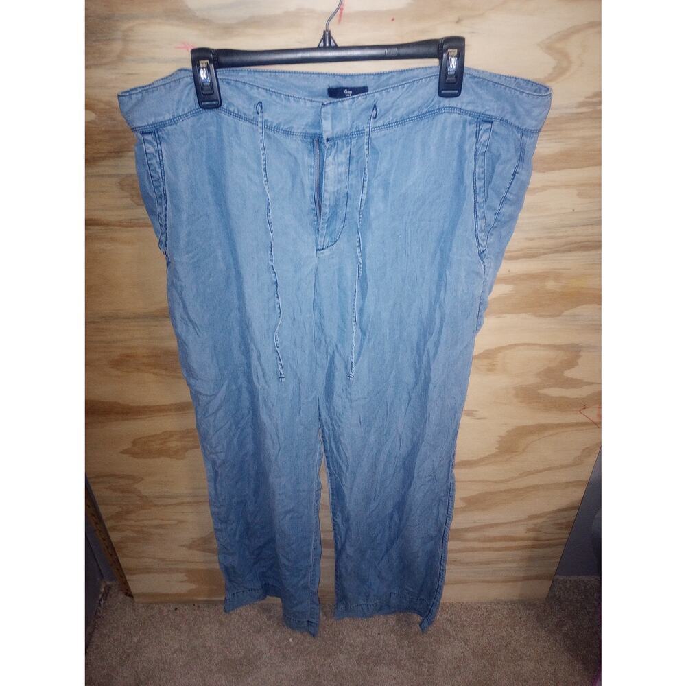 Women's Gap 16 Light Wash Chambray Pants Relaxed‎ Wide Leg Lightweight